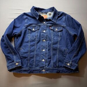 Levi Strauss & Co Womens Denim Jacket Dark Wash Trucker Style Size 3X